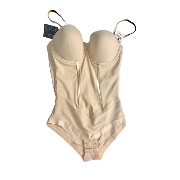 Maidenform All Over Solution Body Shaper Built-In Convertible Bra Tan Size 43D‎ - Picture 1 of 8